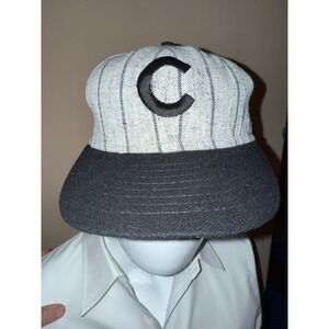 American Needle Chicago Cubs MLB Men's Cap 7‎ 3/8 Gray Black Striped Fitted Hat